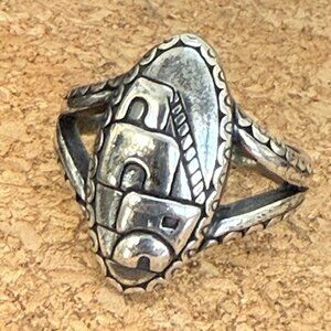 Vintage Carolyn Pollack Relios Pueblo House Sterling Silver Ring - Size 8